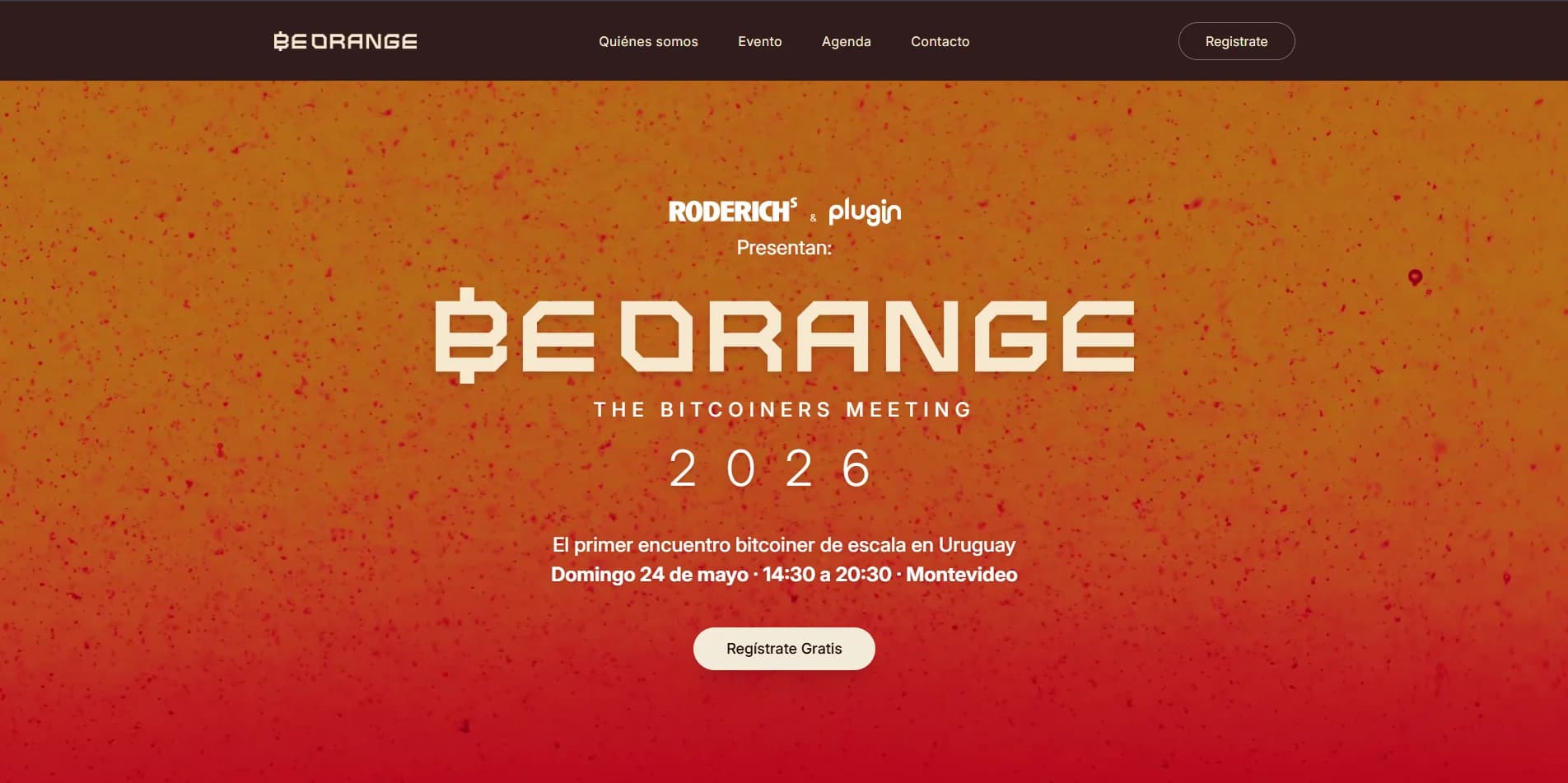 Be Orange: Landing page para el primer encuentro bitcoiner de escala en Uruguay