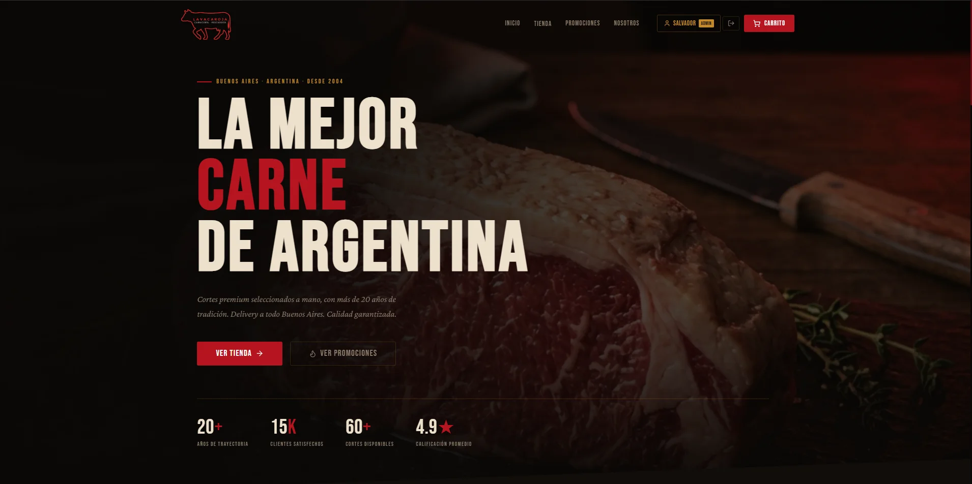 La Vaca Roja: E-commerce y panel de administración para carnicería online