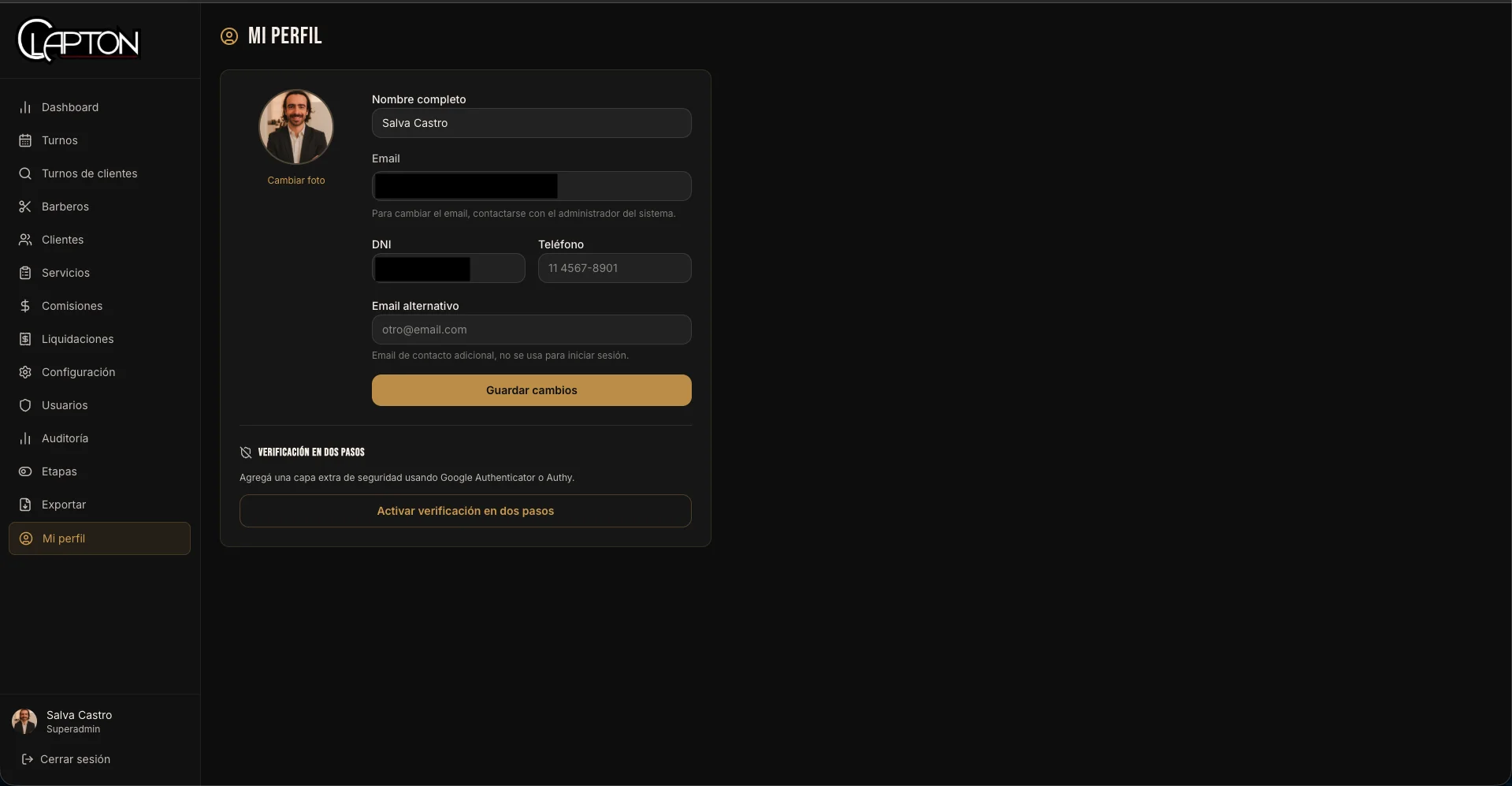 Configuración del negocio